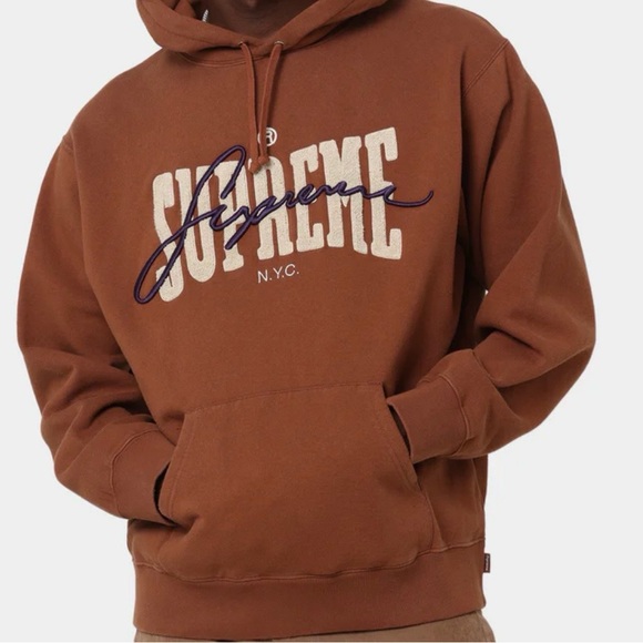 Supreme Embroidered Chenille Hooded Sweatshirt 'Brown'Men's Size L